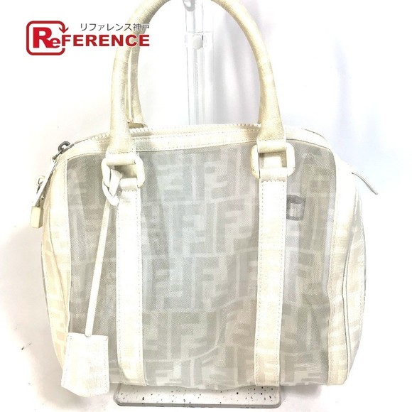 Fendi leather bag Boston mesh Zucca white - Picture 1 of 9